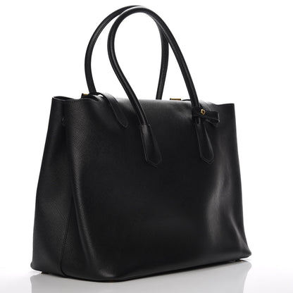 Prada Saffiano Cuir Buckle Tote Nero Black 3 of 7