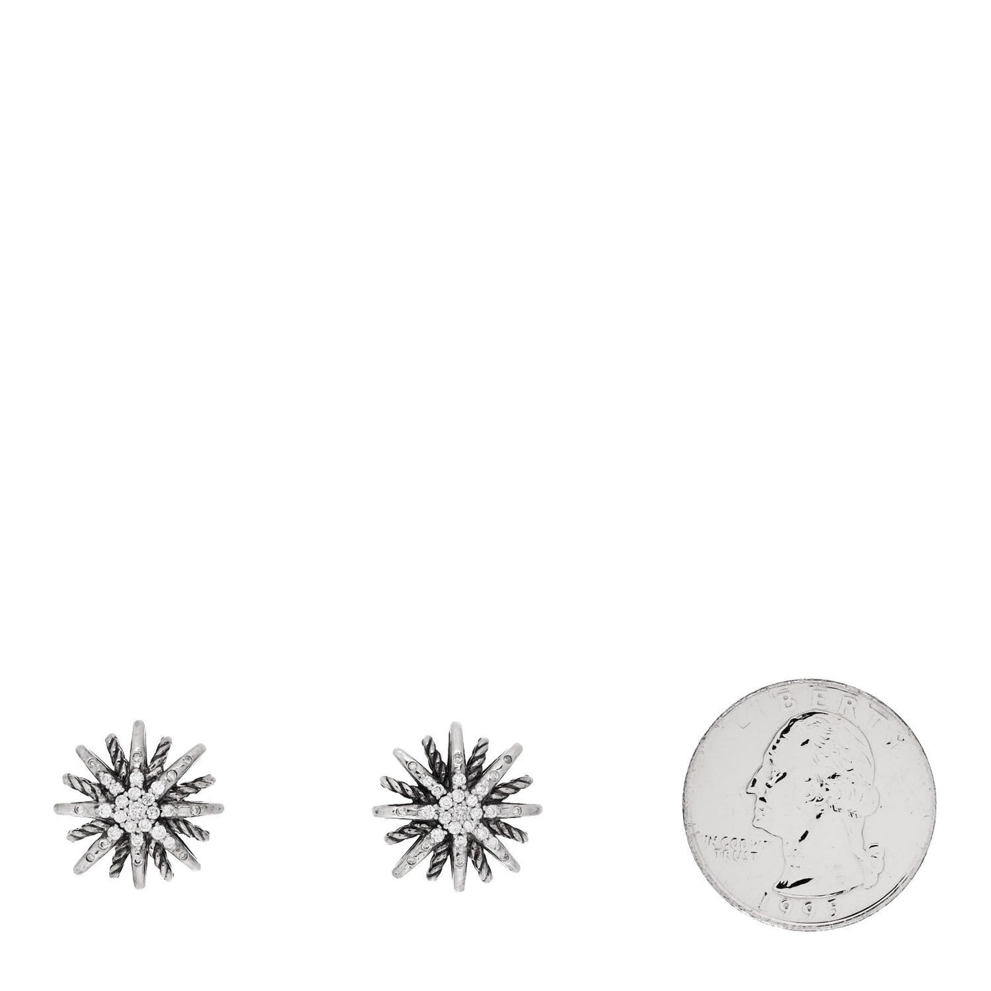 Sterling Silver Diamond 16mm Starburst Earrings