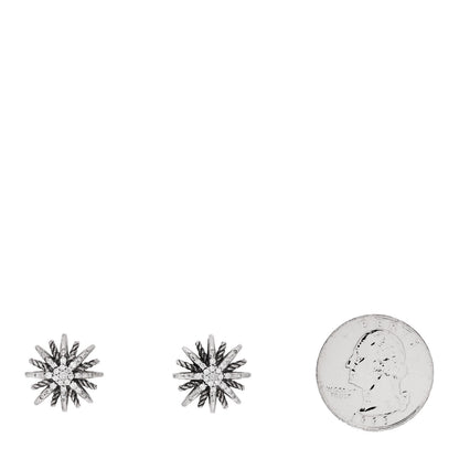 David Yurman Sterling Silver Diamond 16mm Starburst Earrings 2 of 5