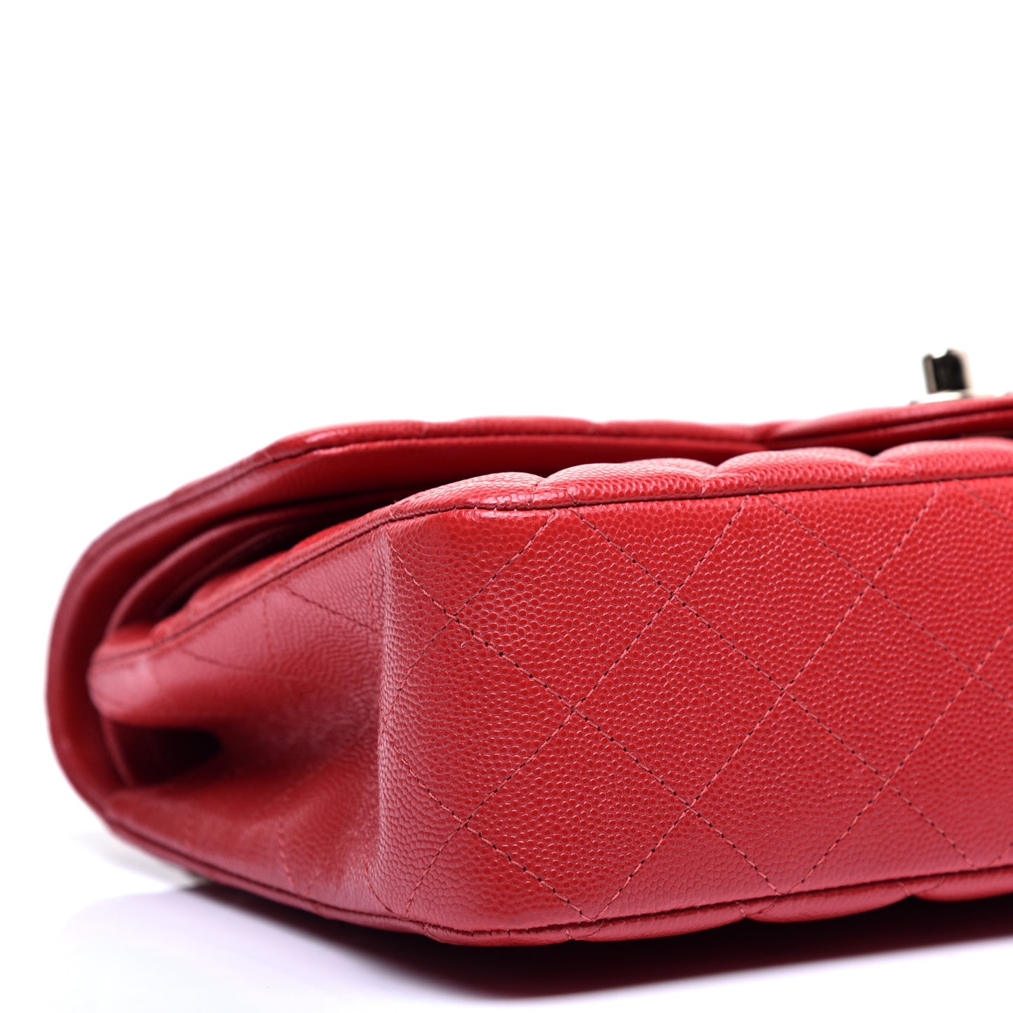 Caviar Quilted Medium Double Flap Red