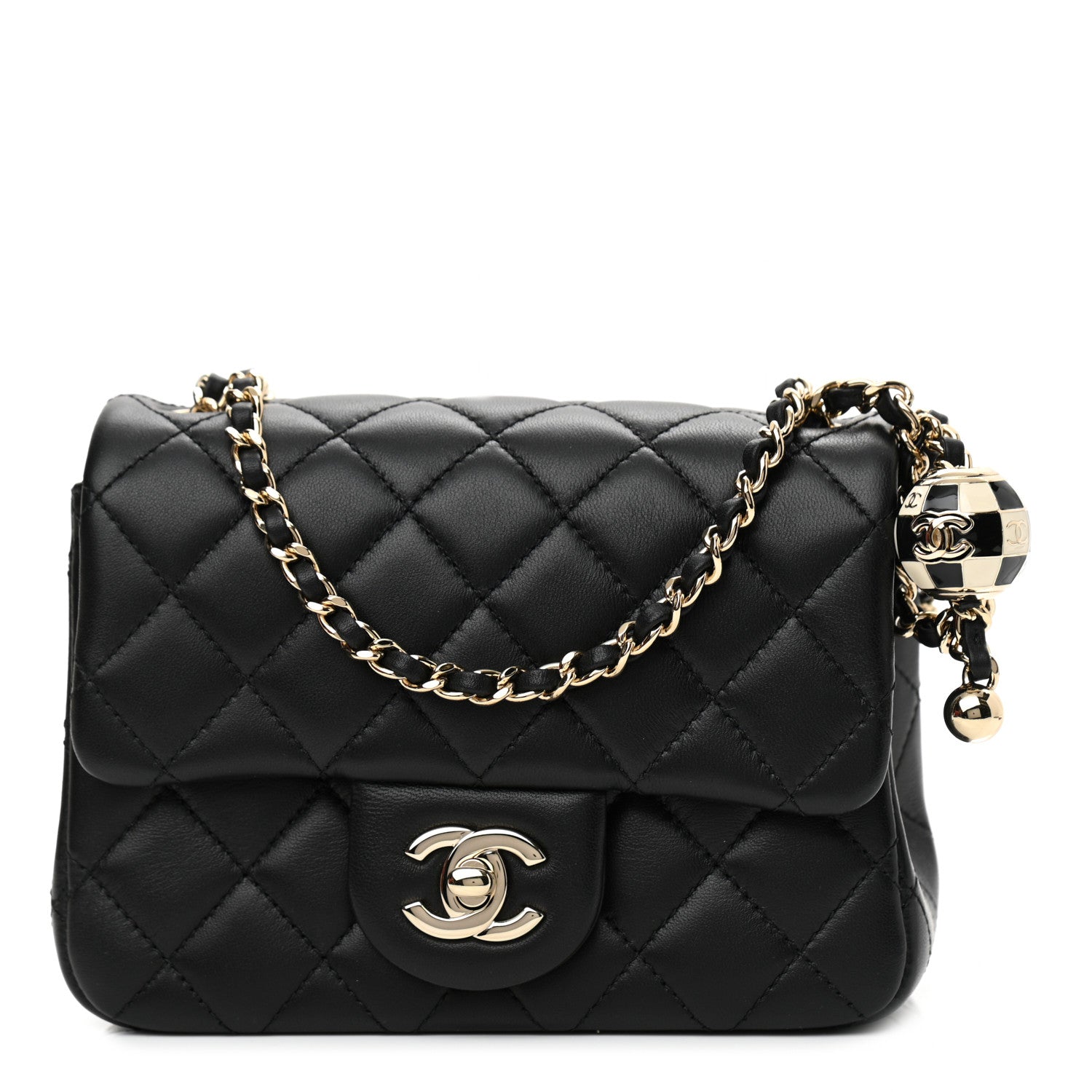 Chanel Lambskin Quilted Enamel Mini Pearl Crush Flap Black 1 of 10