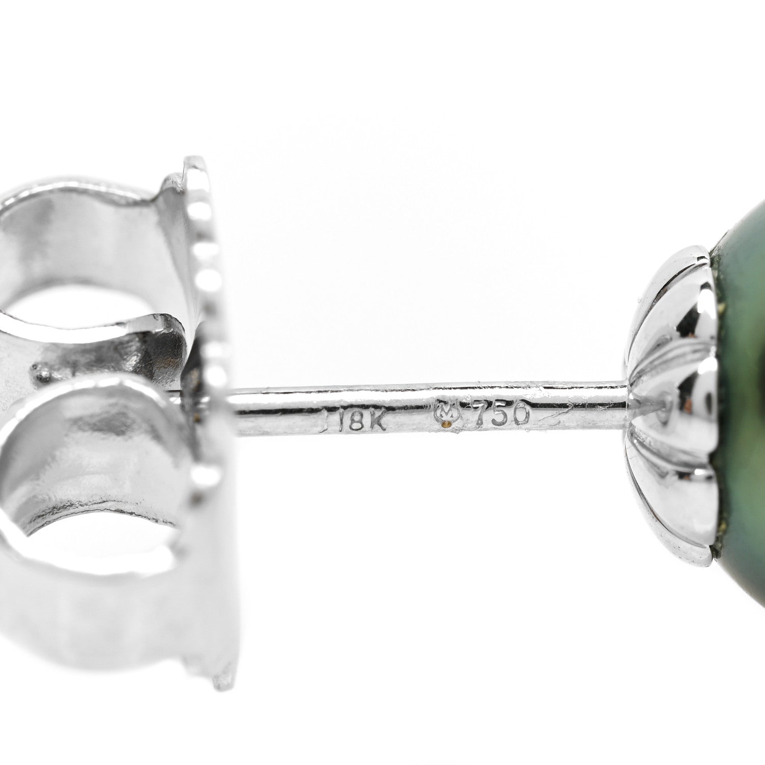 Mikimoto 18K White Gold Black South Sea Pearl 9mm Stud Earrings 4 of 5