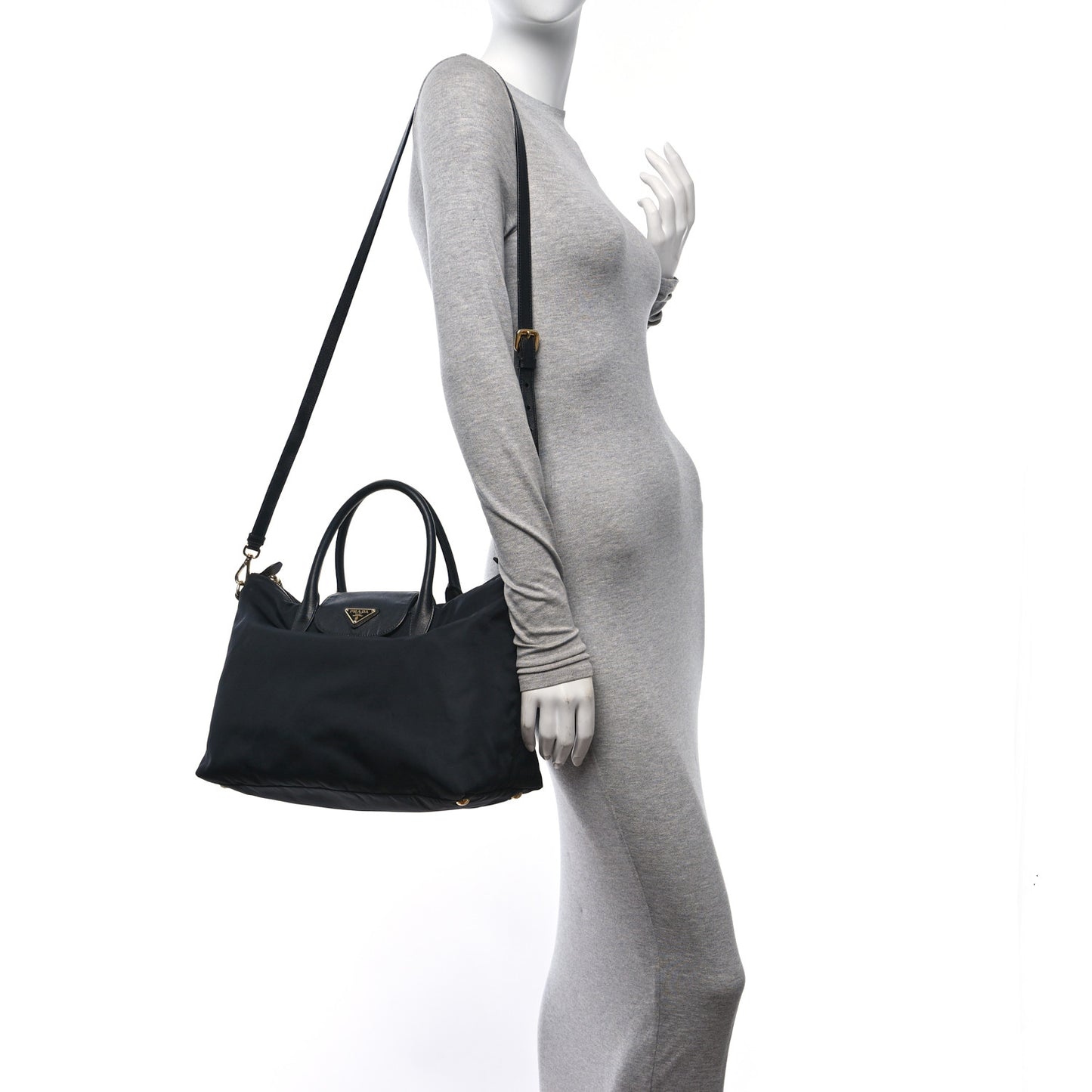 Tessuto Nylon Saffiano Tote Black