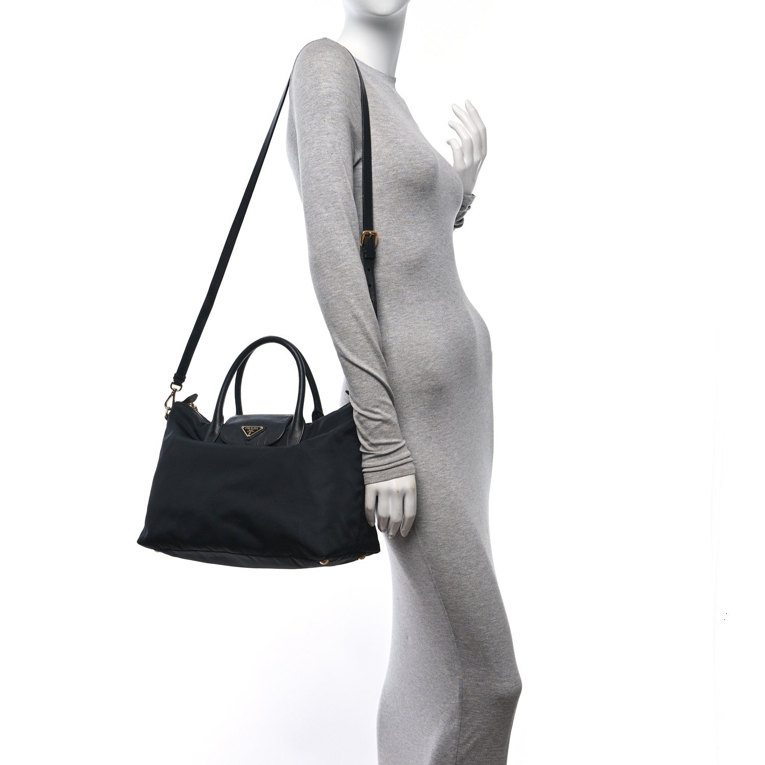 Prada Tessuto Nylon Saffiano Tote Black 2 of 10
