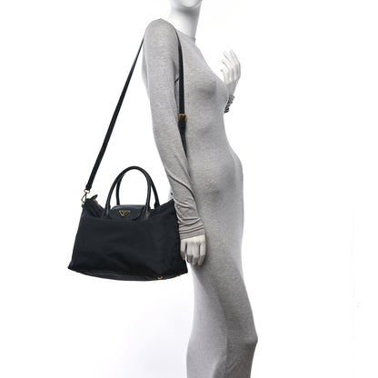 Prada Tessuto Nylon Saffiano Tote Black 2 of 10