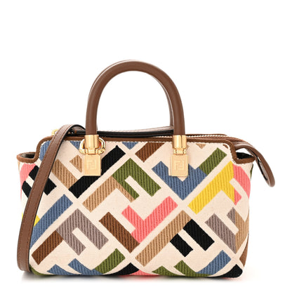 Fendi Canvas Vitello FF Multicolor Embroidered Mini By The Way Top Handle Boston Bag Multicolor 1 of 10