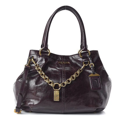 Prada Vitello Shine Chain Tote Mosto 1 of 9