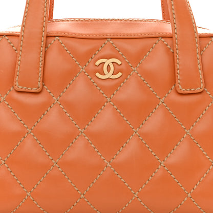 Chanel Calfskin Contrast Stitch Surpique Bowler Orange 9 of 12