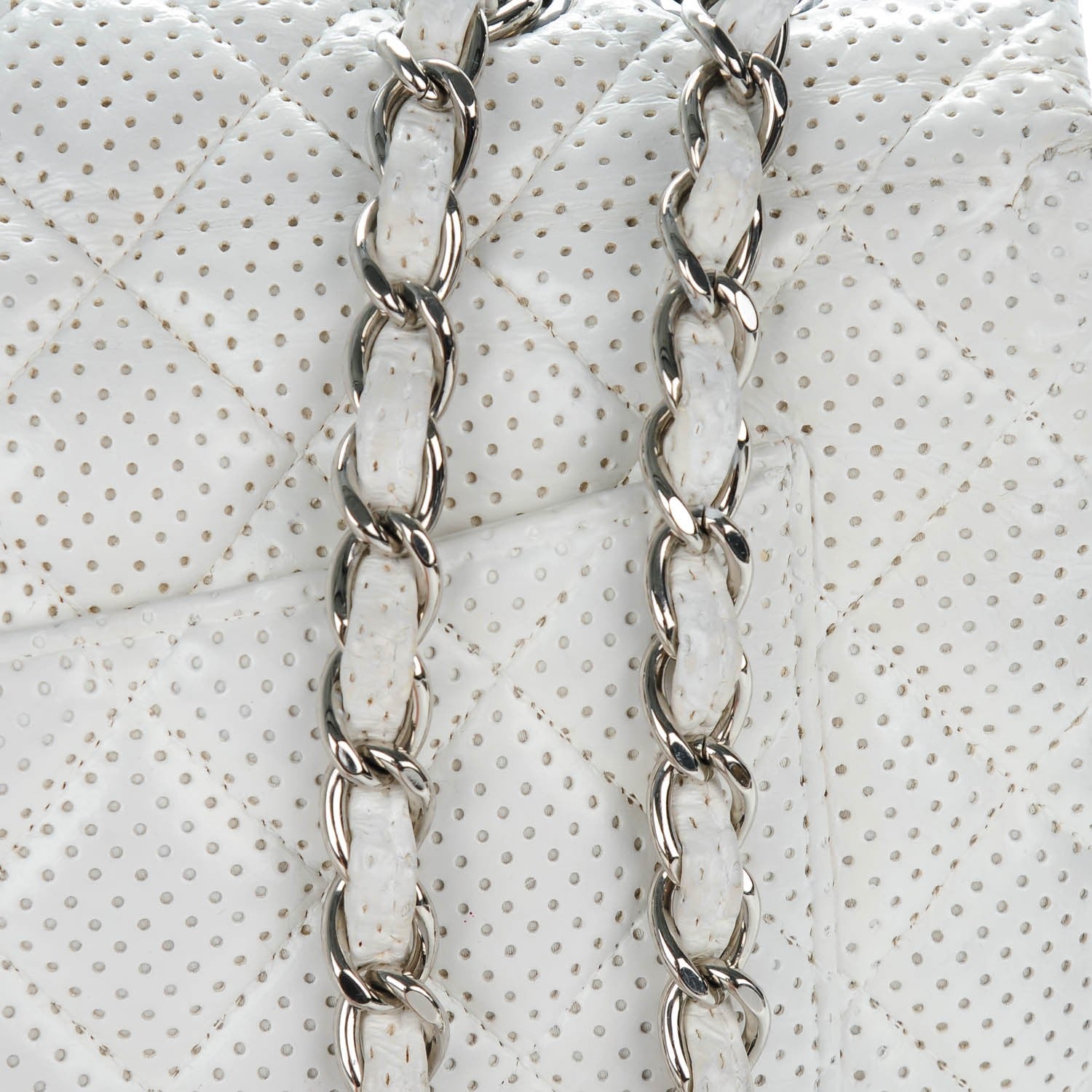 Chanel Lambskin Perforated Jumbo Single Flap White 8 of 11