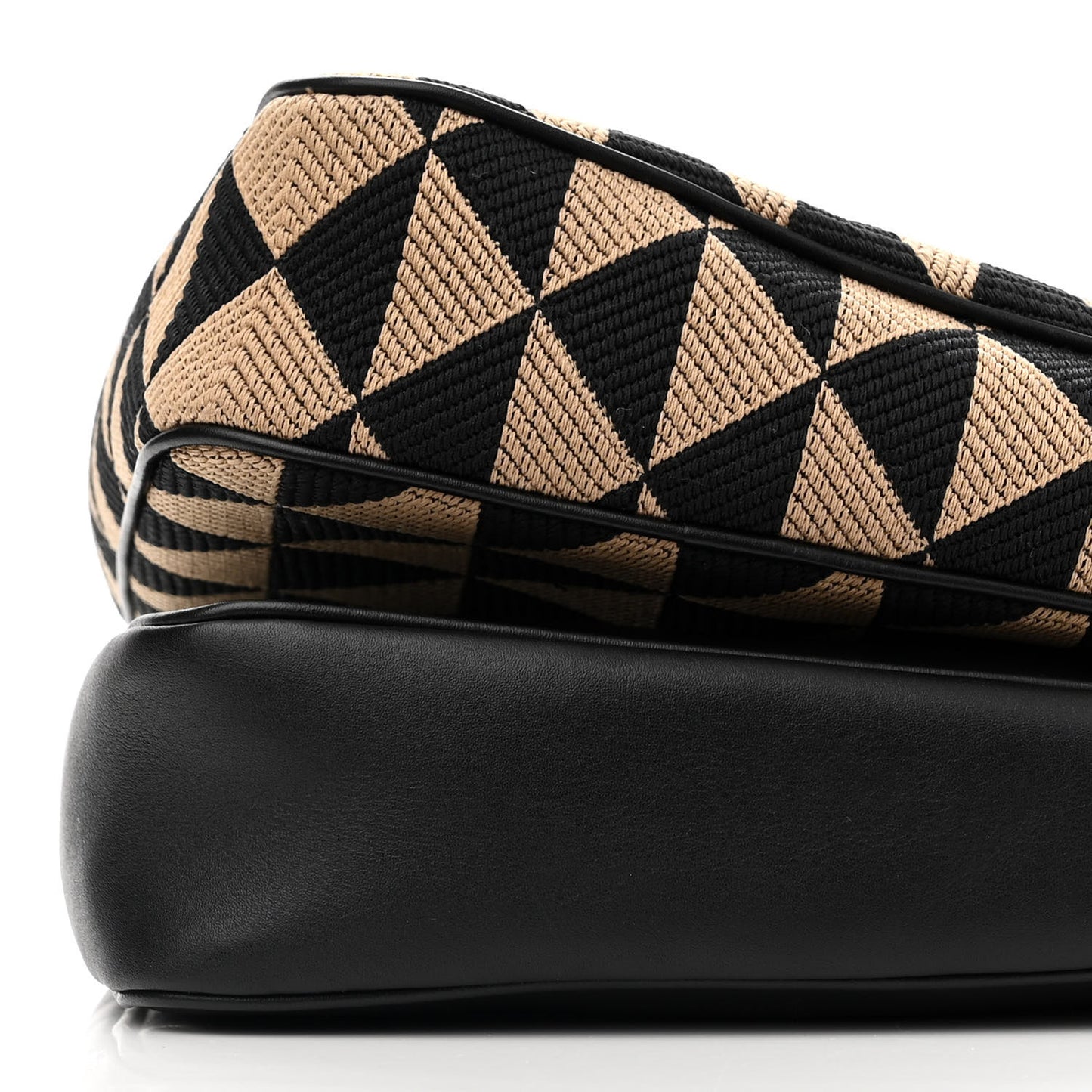 Jacquard Calfskin Triangolo Symbole Embroidered Mini Triangle Double Bag Black Corda