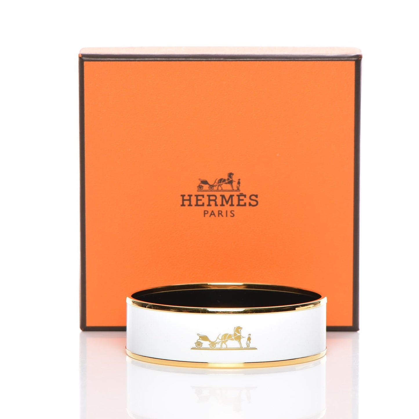 Enamel Printed Wide Caleche Bracelet 62 White