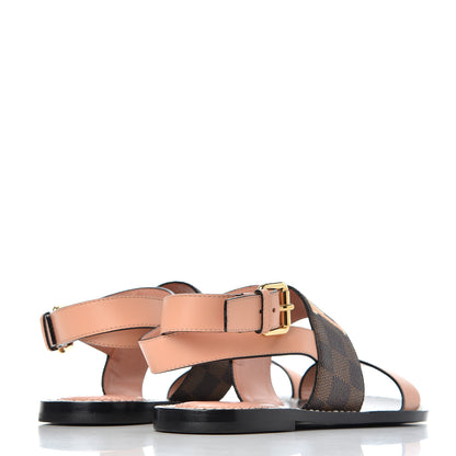 Louis Vuitton Calfskin Damier Ebene Passenger Flat Sandals 36 Venus Pink 4 of 14