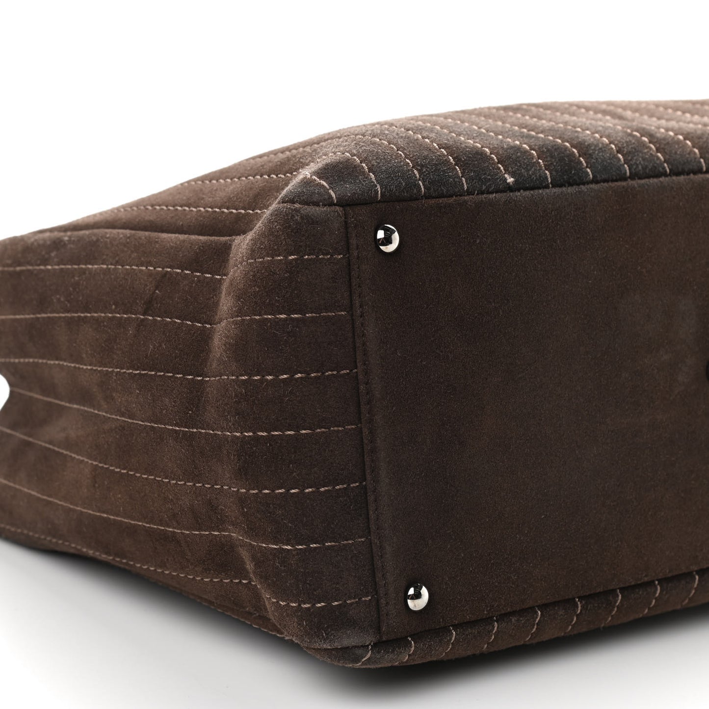 Suede Quilted Vertical Tote Brown