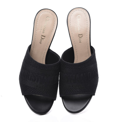 Christian Dior Cotton Embroidered Dway 85mm Slide Sandals 37 Black 5 of 10
