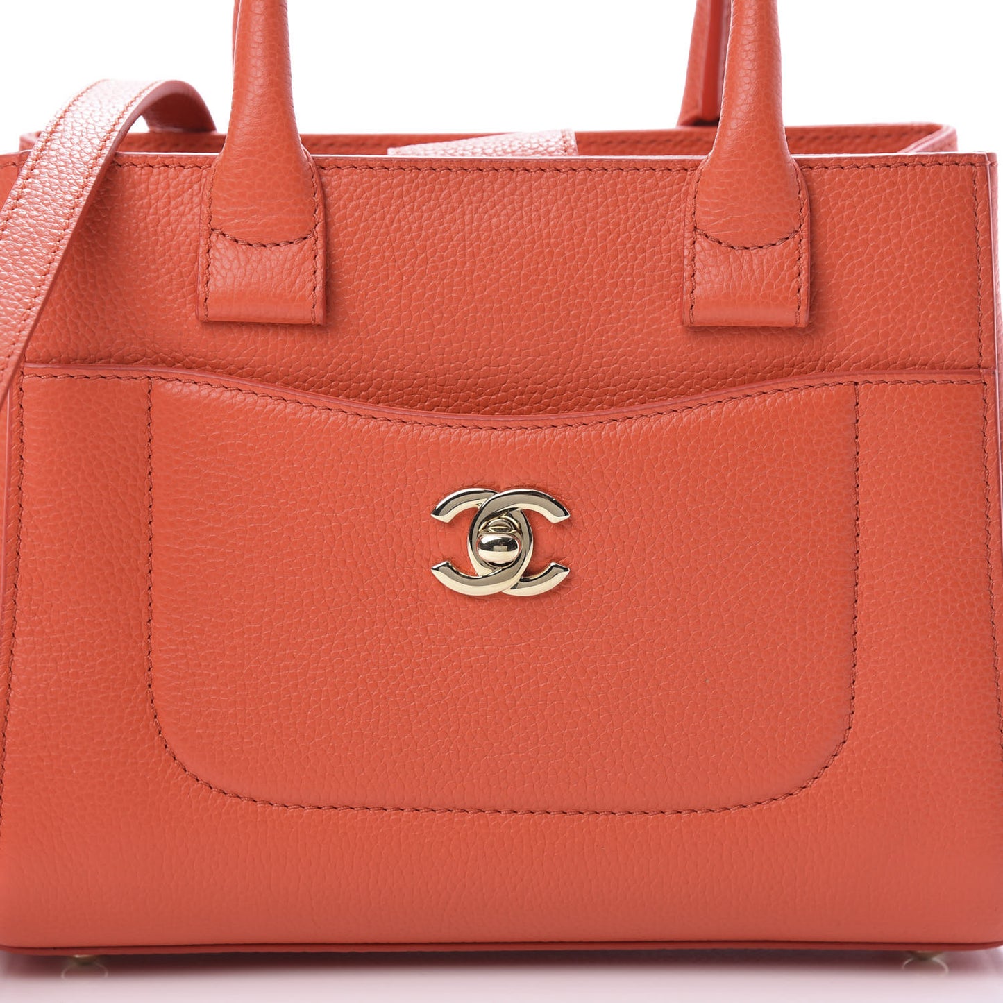 Grained Calfskin Mini Neo Executive Shopper Tote Red