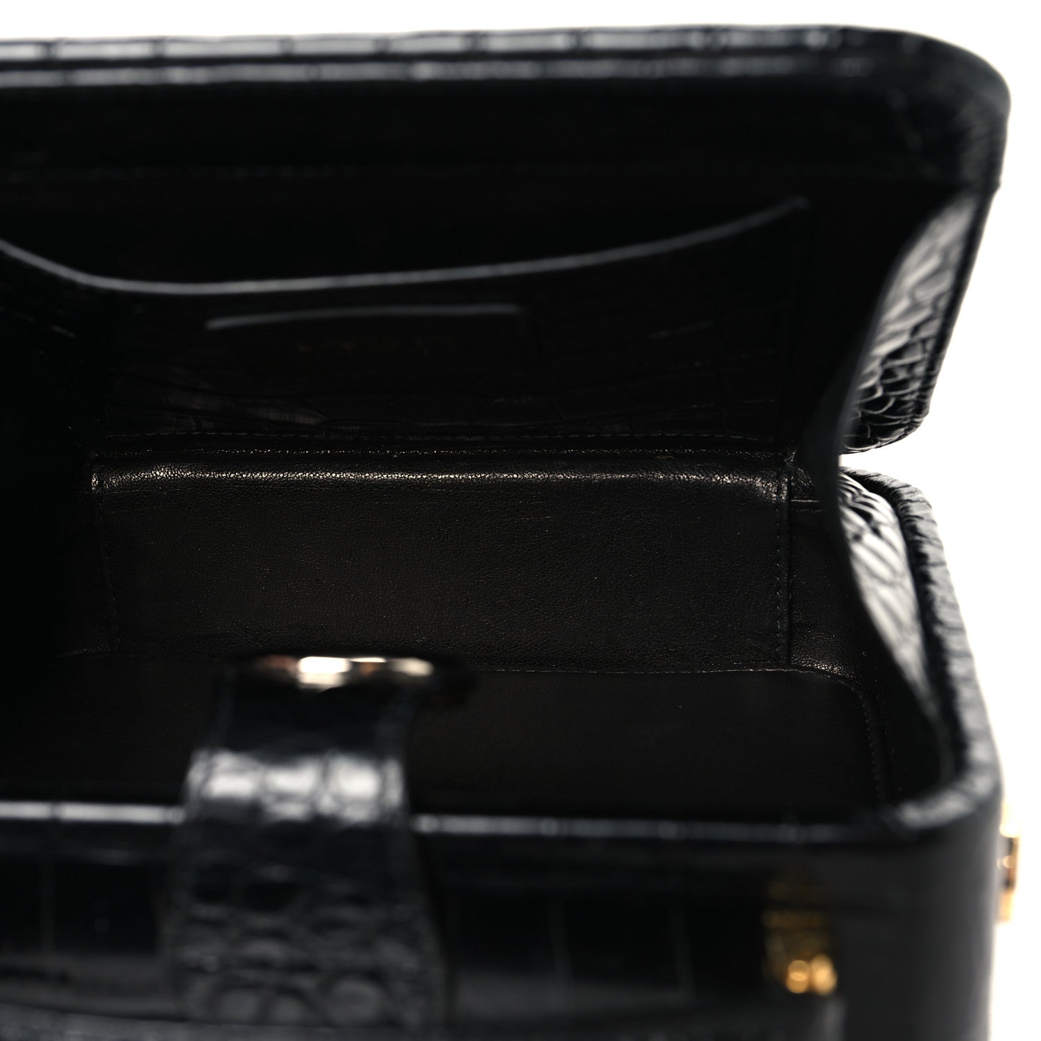 Lanvin Calfskin Crocodile Embossed Bento Bag Black 5 of 10