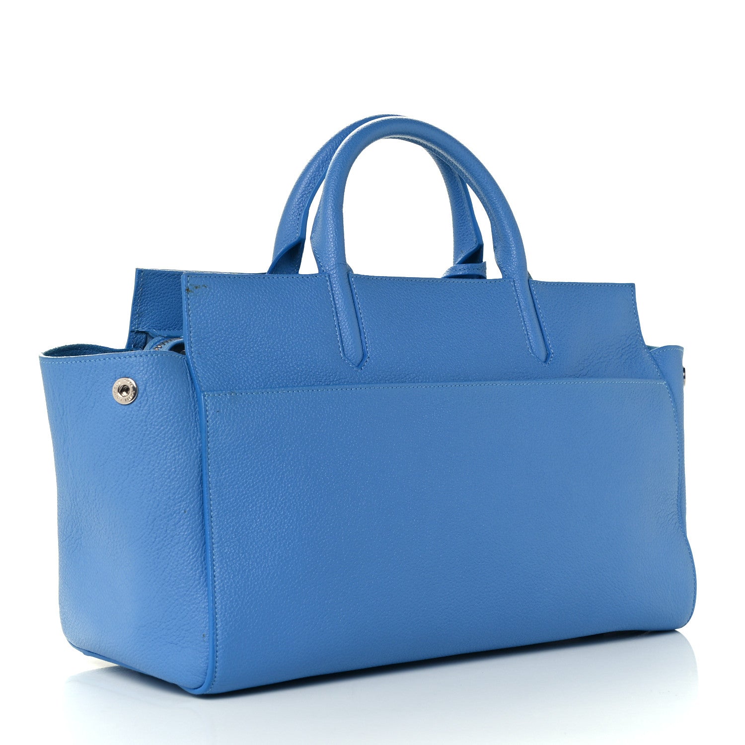 Saint Laurent Grained Calfskin Small Rive Gauche Cabas Blue Clair 3 of 12
