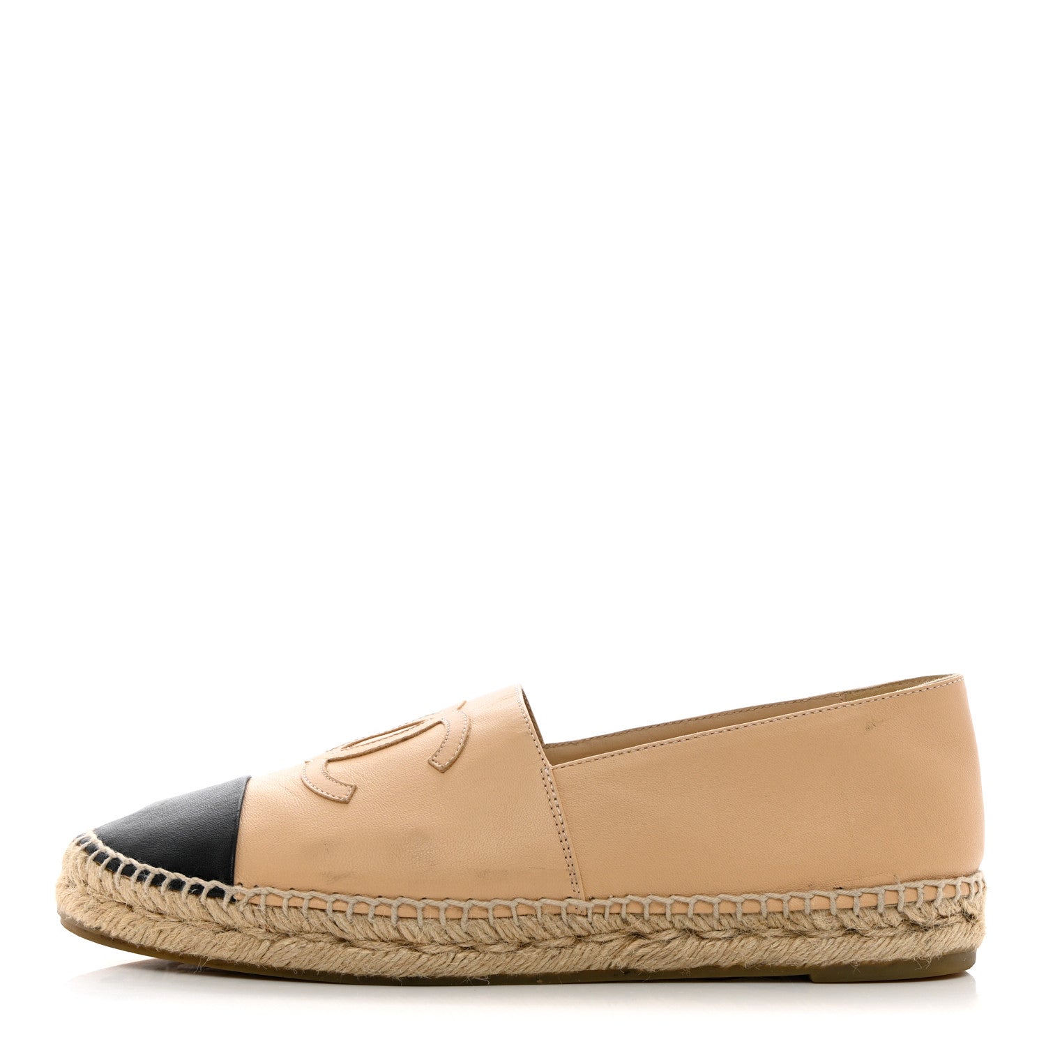 Chanel Lambskin CC Espadrilles 40 Beige Black 1 of 22