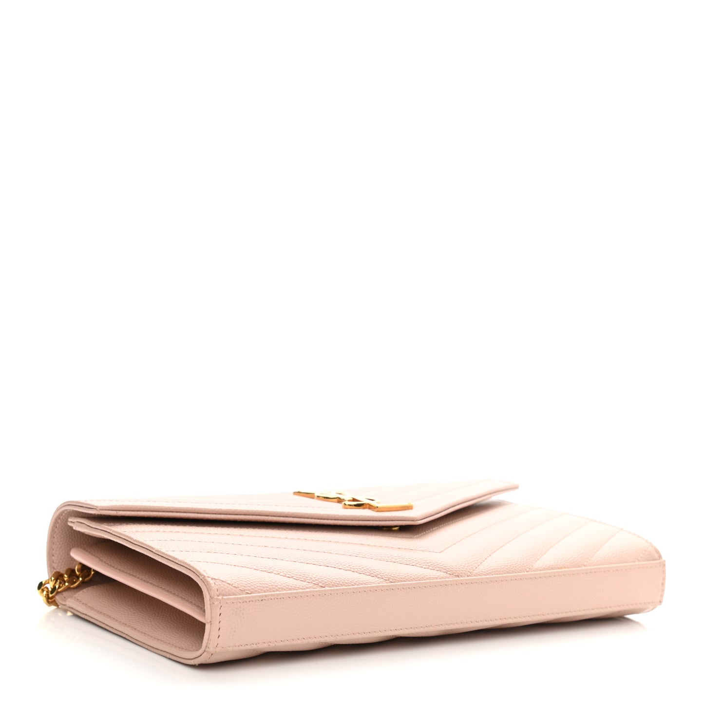 Grain De Poudre Matelasse Chevron Monogram Chain Wallet Pale Pink