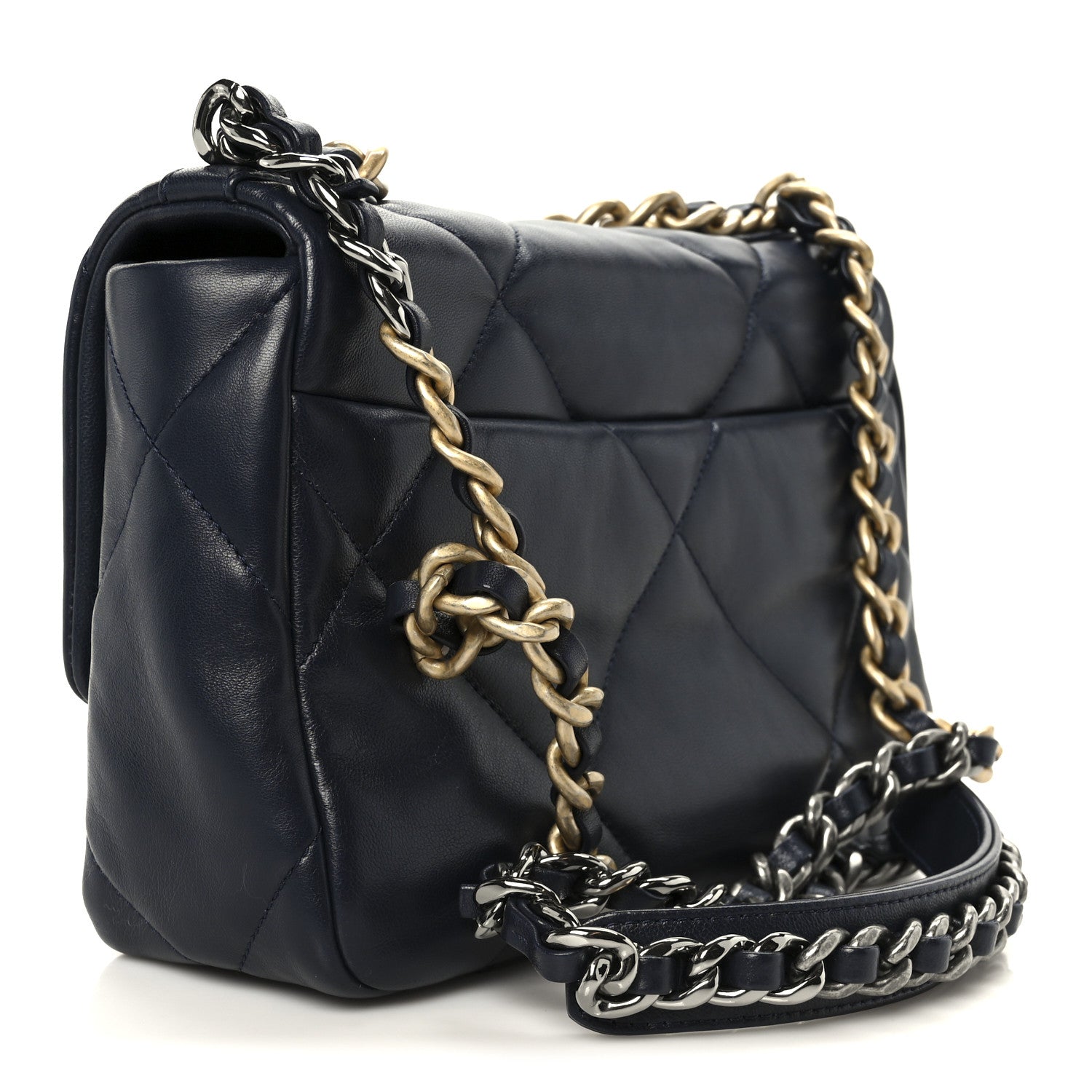 Chanel Lambskin Quilted Medium Chanel 19 Flap Navy Blue 3 of 11