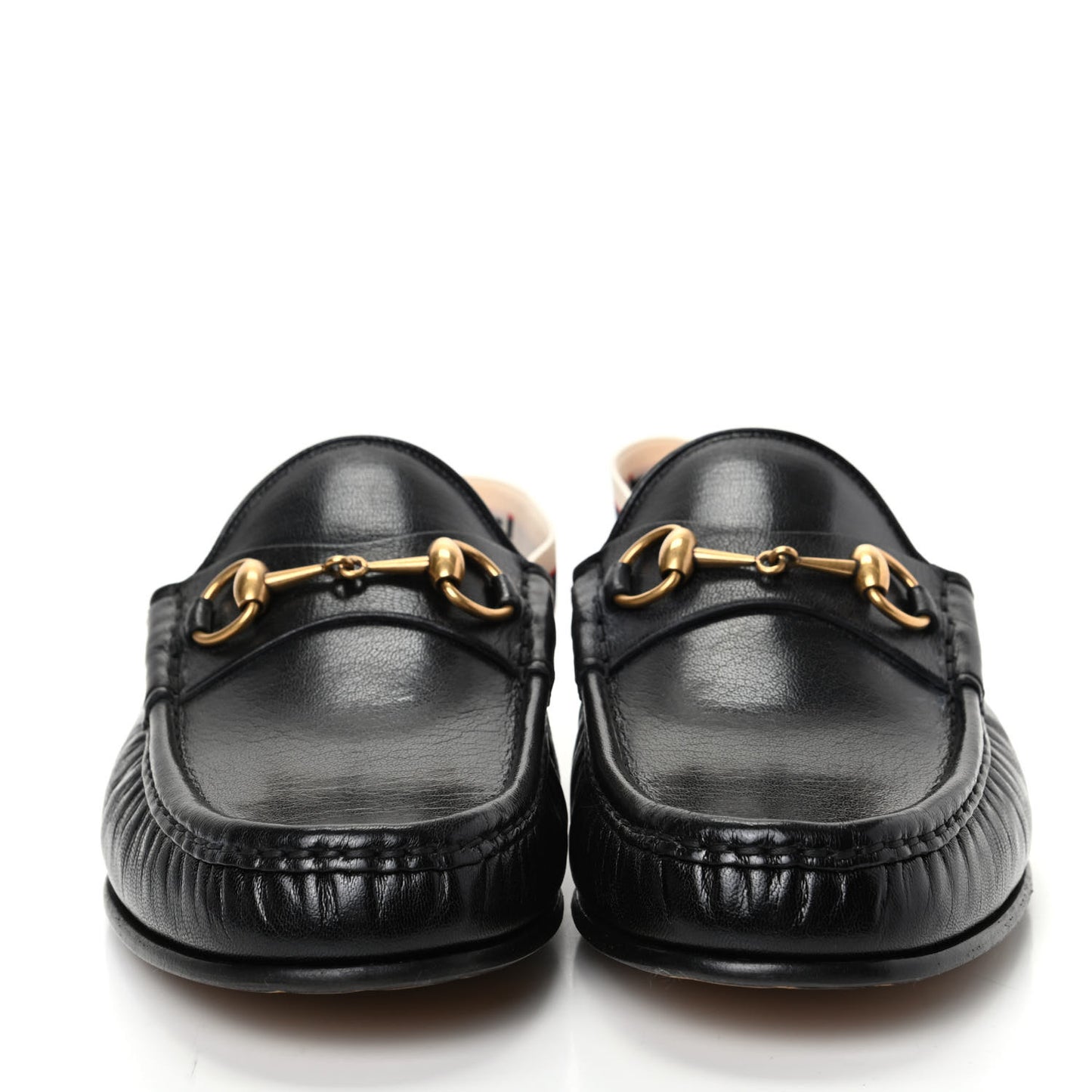 Goatskin Stripe Mens Horsebit Slingback Slippers 10.5 Black