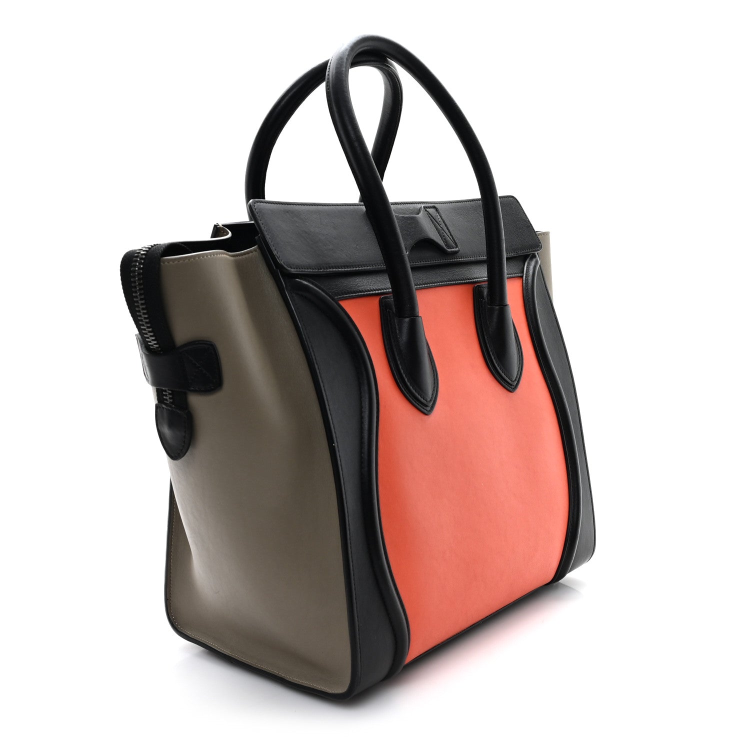 Celine Elephant Calfskin Mini Tri-Color Luggage Bright Orange 3 of 11