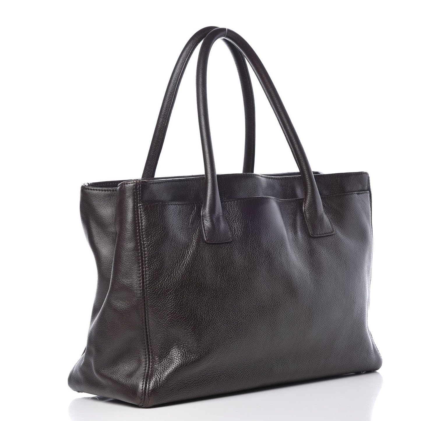 Calfskin Cerf Executive Shopper Tote Dark Brown