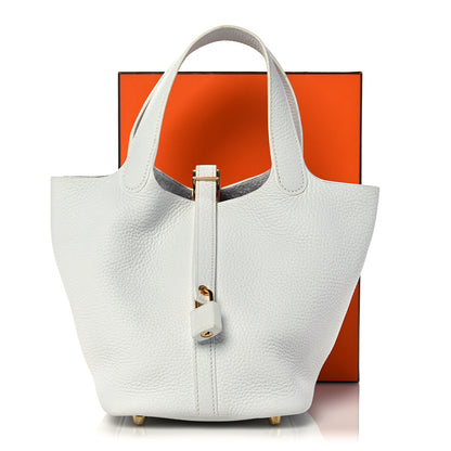 Hermes Taurillon Clemence Picotin Lock 18 PM White 11 of 11