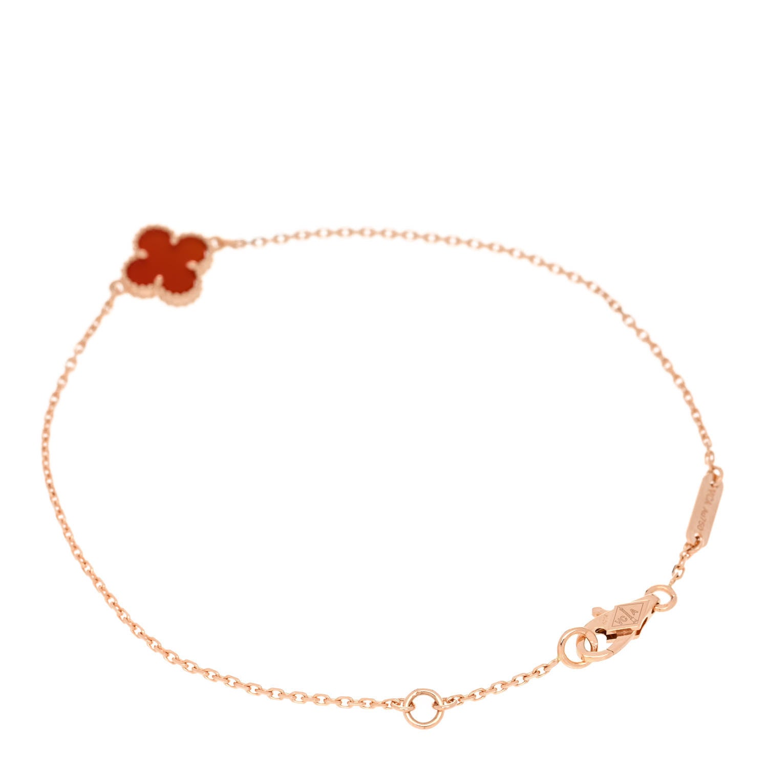 Van Cleef & Arpels 18K Rose Gold Carnelian Sweet Alhambra Bracelet 2 of 5