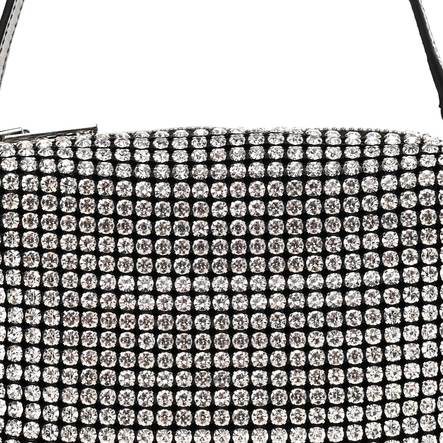 Mesh Crystal Rhinestone Mini Heiress Pouch Black Silver