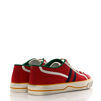 Gucci Old Tennis Tweed Web Mens 1977 Tennis Sneakers 8 Hibiscus Red Mystic White 4 of 8