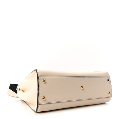 Fendi Vitello Seta Canvas FF Embroidered Medium Peekaboo Iconic Satchel White 4 of 10