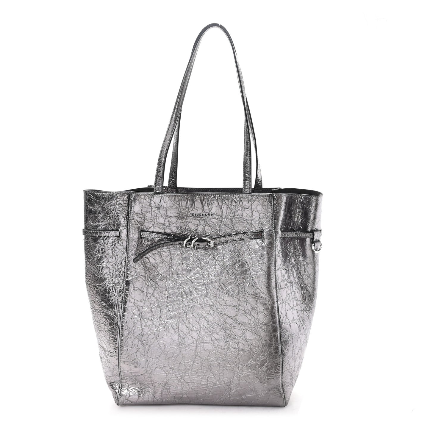 Metallic Calfskin Medium Voyou Bag Silver