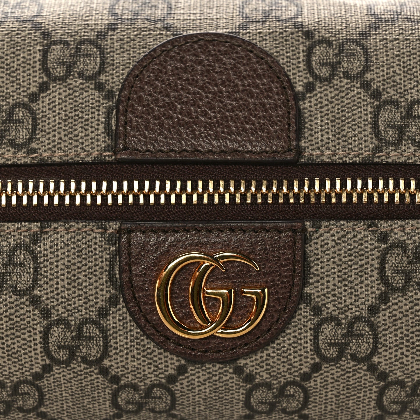 Soft GG Supreme Monogram Calfskin Medium Ophidia Cosmetic Case Beige Ebony New Acero
