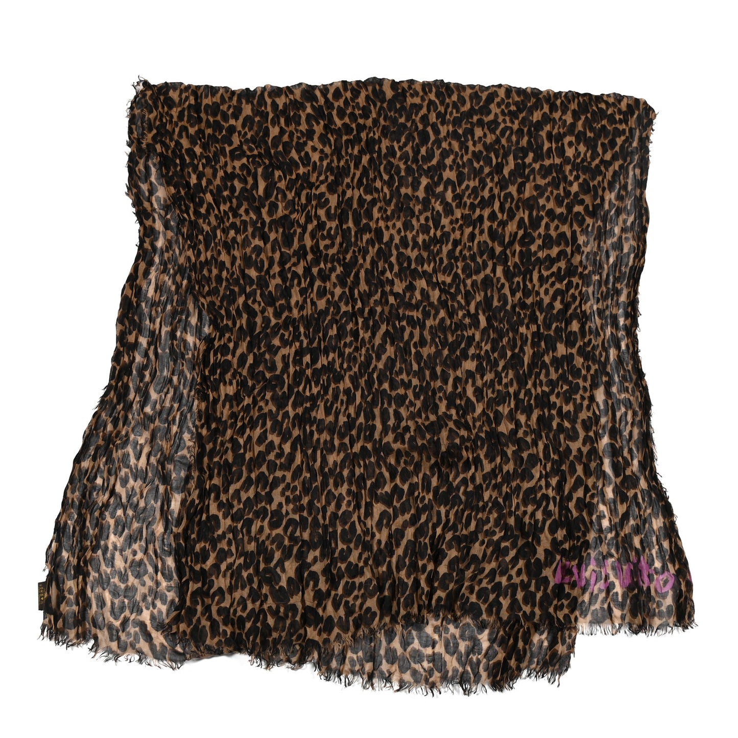 Cashmere Silk Leopard Etole Stole Marron