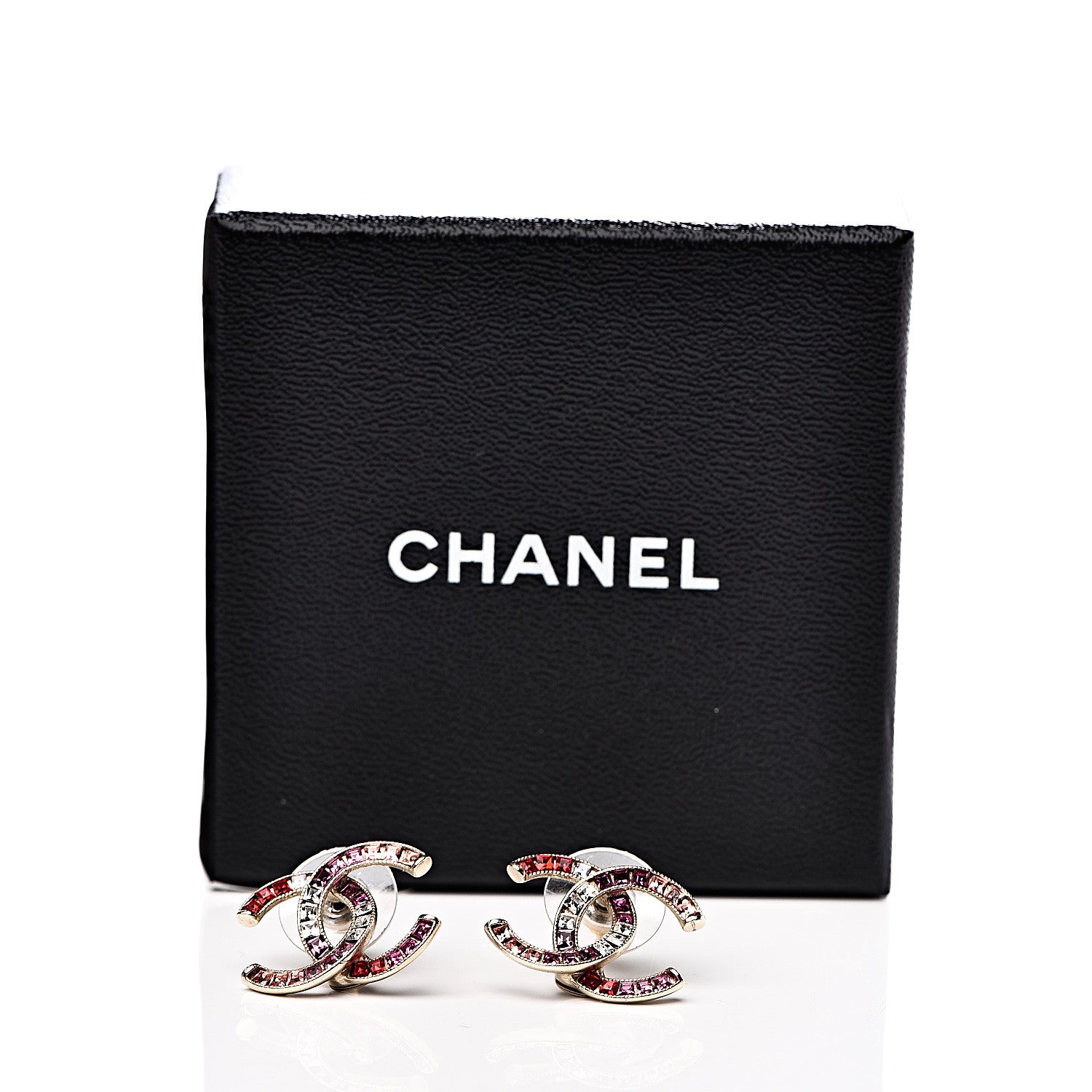 Chanel Crystal Baguette CC Earrings Gold Multicolor 5 of 5