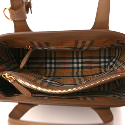 Burberry Derby Calfskin House Check Medium Banner Tote Camel 4 of 7