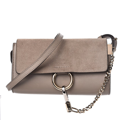 Chloe Suede Calfskin Mini Faye Shoulder Bag Motty Grey 1 of 10