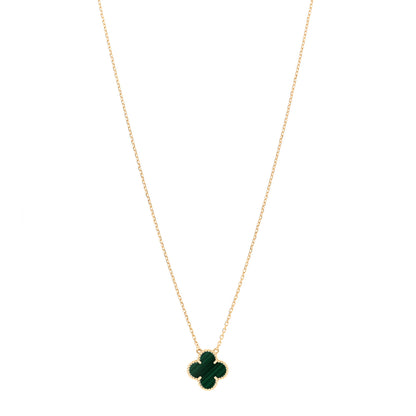 Van Cleef & Arpels 18K Yellow Gold Malachite Vintage Alhambra Pendant Necklace 1 of 4