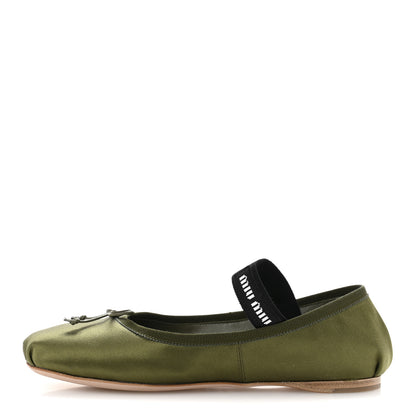 Miu Miu Satin Ballerina Flats 36.5 Oliva 1 of 10