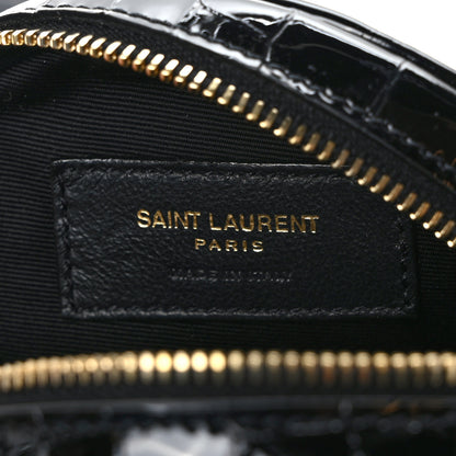 Saint Laurent Patent Crocodile Embossed Round Belt Bag Black 6 of 8