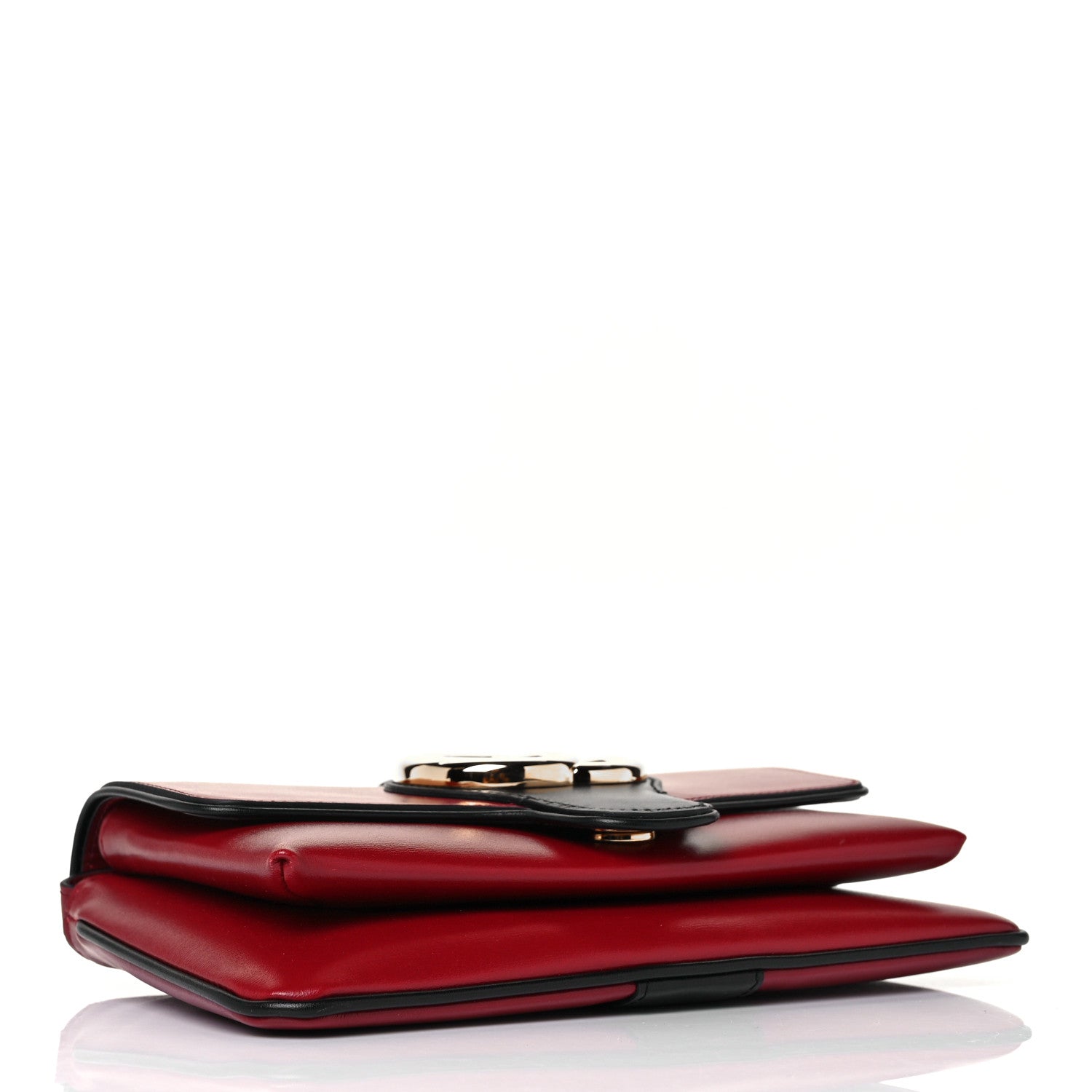 Gucci Vitello Palmellato Lux Bi-Color Small Arli Flap Shoulder Bag New Cherry Red Black 4 of 9