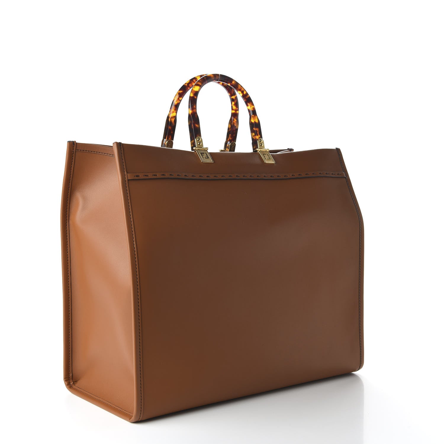 Fendi Vitello King Plexiglass Large Fendi Sunshine Shopper Tote Cuoio 3 of 10