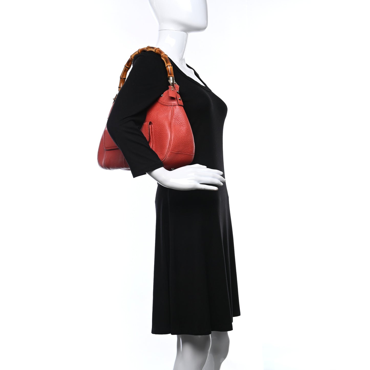 Calfskin Bamboo Top Handle Bag Coral