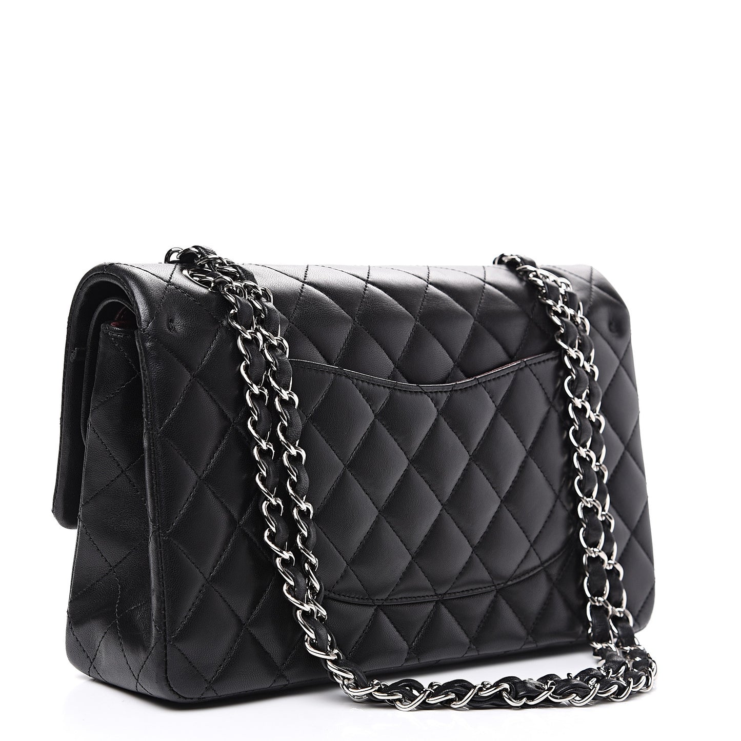 Lambskin Quilted Medium Double Flap Black