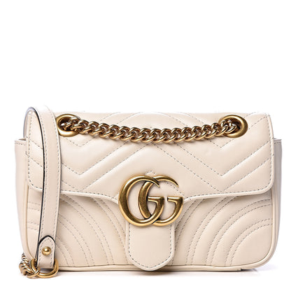 Gucci Calfskin Matelasse Mini GG Marmont Shoulder Bag White 1 of 10