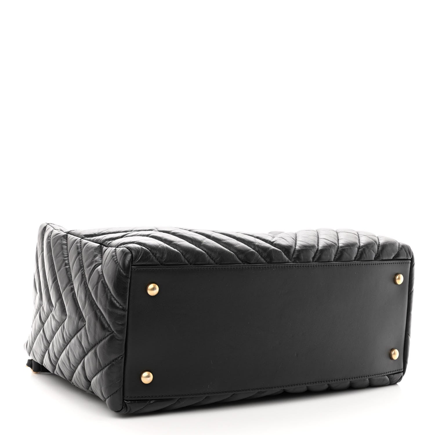 Chanel Aged Calfskin Chevron Coco Handle Shopping Tote Black 4 of 11