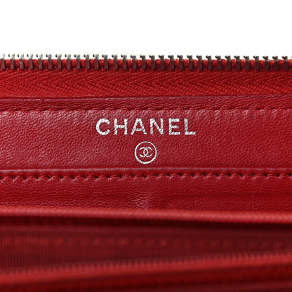Chanel Lambskin Quilted Large Gusset Zip Around Wallet Red 6 of 8