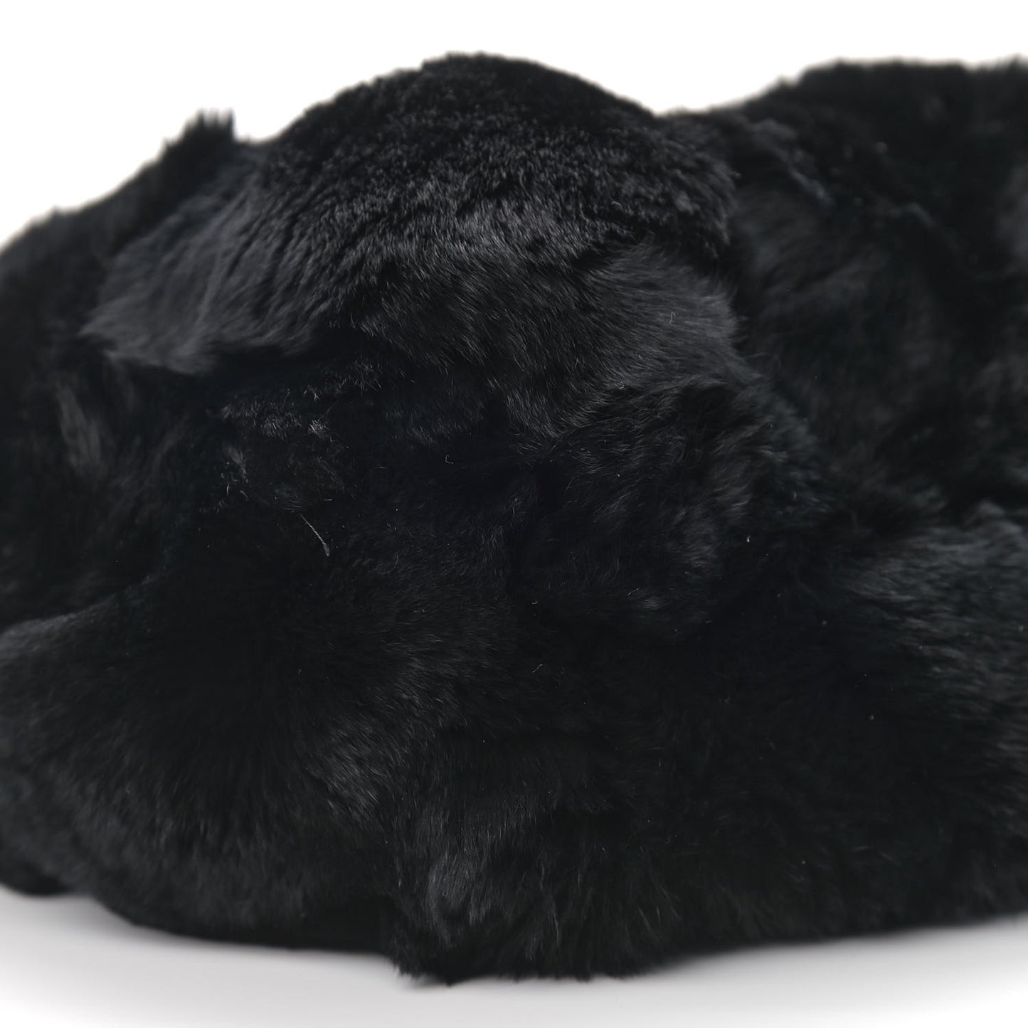 Rabbit Fur Reversible Drawstring Bag Black