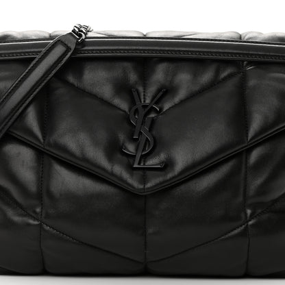 Saint Laurent Lambskin Quilted Monogram Monochrome Medium Loulou Puffer Chain Satchel Black 5 of 14
